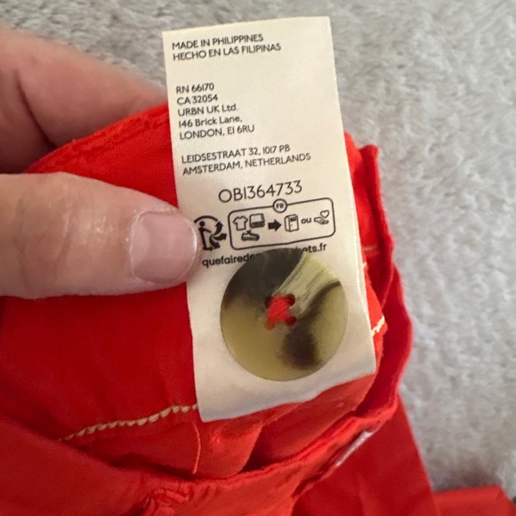 Anthropologie Maeve Colette Cropped Wide Leg Red Orange Linen Blend Pants 30T - Picture 8 of 9